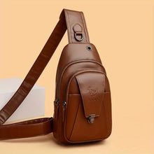 Men's Fashion Simple PU Leather Crossbody Bag, Multifunctional Travel Chest Bag