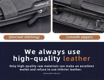 Men's Casual Frosted PU Leather Long Wallet With Card Slots, Zipper Buckle Clutch Wallet