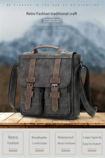 【WEIXIER】Men's Single Satchel Bag, Large Capacity Waterproof Casual Retro Bag