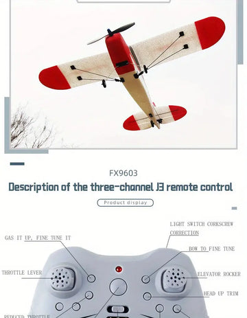 Three Channel Remote Control Aircraft J3 Cessna Glider Toy Fixed Wing Brushless Motor Aircraft Electric Fighter Aircraft Model Drone