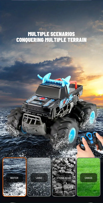 Marine Amphibious Remote Control Car, Big Foot Little Monster Car, 2.4G Climbing Off-road Vehicle, Stunt Rotation, Fun Toy Car, Birthday Gift For Boys