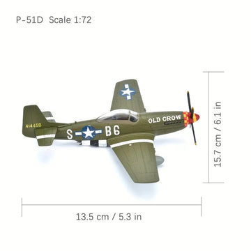 1/72 USA P-51 Mustang Oldcrow Fighter Model World War II Diecast Aircraft Military Display Model Aircraft For Collection