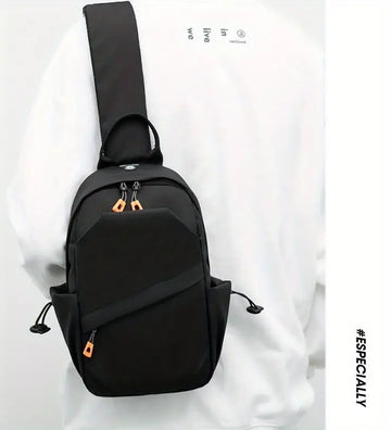 Men's Nylon Crossbody Chest Bag With Cushion Strap, Multifunctional Sling Bag For Outdoor Sports Travel
