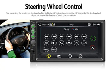 7-inch Dual-spindle Car Radio TFT HD Touch Screen WINCE Mirror Link Reverse Rear View Multi-language Steering Wheel Remote Control DVR FM/USB/SD