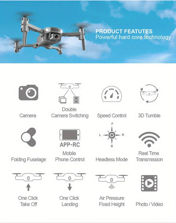 New Mini RC Drone  HD Camera WiFi Fpv Air Pressure Altitude Hold Foldable Quadcopter RC Drone Helicopter Toys Perfect Gift For Kids And Adults