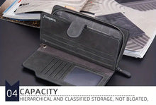 Men's Casual Frosted PU Leather Long Wallet With Card Slots, Zipper Buckle Clutch Wallet