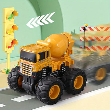 Alloy Engineering Vehicle, Dual Inertia Four-wheel Drive, Cross-country Climbing Excavator, Bulldozer, Road Roller, Transportation, Mixing Boy Toy Car