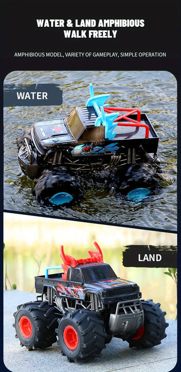 Marine Amphibious Remote Control Car, Big Foot Little Monster Car, 2.4G Climbing Off-road Vehicle, Stunt Rotation, Fun Toy Car, Birthday Gift For Boys