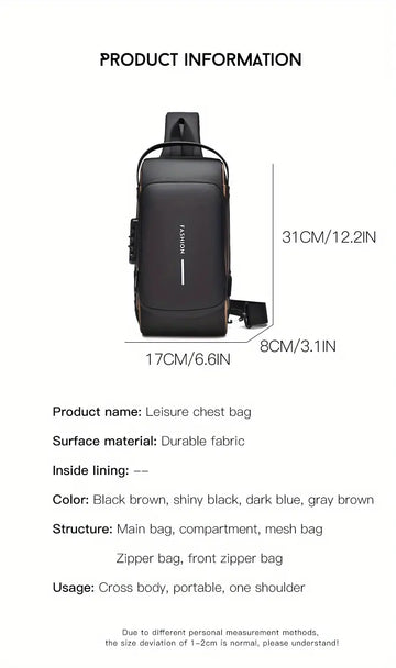 WEIXIER Men's Multifunctional Shoulder Bag: USB Charging, Anti-theft, Perfect Gift for Dad!