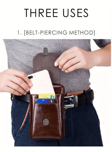 BULLCAPTAIN Men's Genuine Leather Waist Bag: The Perfect Father's Day & Valentine's Day Gift for the Stylish Man!