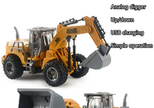 Electric Remote Control Engineering Car With Lights, USB Charging Version, Remote Control Bulldozer Digging, Children's Toy Model Car