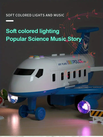 Toy Airplane For Children, Boys, With Puzzle And Durable Large Alloy Car,With Track And Transformable Model, Perfect For Birthday Gifts