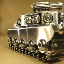 Original Handmade Tank Model Toy, Stainless Steel Military Model Craft Decoration, Creative Gift, Tower Rotating Crawler Tank Toy