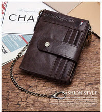 RFID Men Wallets Slim Leather Bifold Hasp Vintage Short Male Purse Coin Pouch Multi-functional Cards Wallet Designer Chain Bag