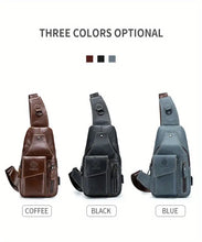 SCHLATUM Men's Vintage Genuine Leather Shoulder Bag Crossbody Bag, Outdoor Sports Travel Crossbody Bag With Earphone Hole