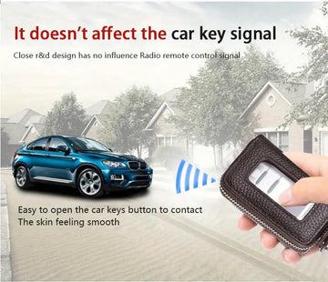 Leather Car Key Case Business Key Shell Waist Hanging Zipper Key Protection Case Car Key Leather Case Smart One-button Start Remote Control Key Case