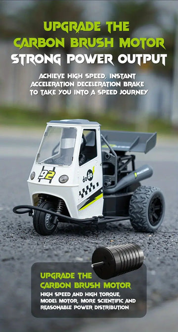 Tricycle Motorcycle LED Light High Speed Shock Absorption Wear-resistant RC Car Is Suitable For All Terrain Off-road Vehicle Gifts