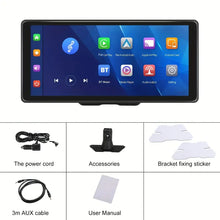 Wireless Portable Car Stereo For Carplay Android Auto Receiver 10.36"Screen With BT WiFi FM Mirror Link Voice Control Front And Back Loop Recording