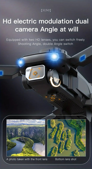 New S150 RC UAV Professional-grade Brushless Motor Intelligent Four-sided Obstacle Avoidance Optical Flow Positioning ESC Dual HD Camera 18 Minutes Battery Life 3.7V2000mAH Lithium Battery