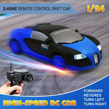 Shollar Remote Control Car Remote Control Drift Car 2.4GHz 1:24 Scale Four-wheel Drive 15K/H High-speed Model Car, With LED Light Drift Tire Racing Sports Toy Car For Adults Boys Girls Kids Gift