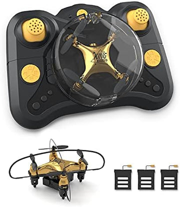 UNO1RC HT02 Golden Mini Drone for Adult Beginners and Kids, Portable RC Quadcopter with Auto Hovering, 3D Flip, 3 Speed Modes, Headless Mode and 3 Batteries, Emergency Stop, Gift for Boys Girls