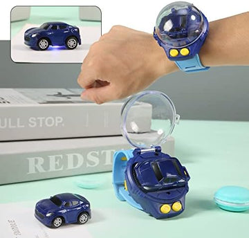 UNO1RC Watch Remote Control Car Mini Car Watch Toy,Remote Control Car Dazzle Cool Watch with Lights,2.4 GHz Racing Car Watch,Cartoon RC Car for Boys Girls (Blue)