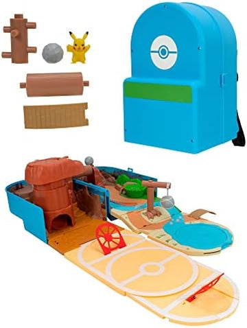 UNO1RC Carry CASE Battle Desert PLAYSET - Portable Transforming Playset with Action Features and 2-inch Pikachu Battle Figure