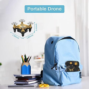 UNO1RC HT02 Golden Mini Drone for Adult Beginners and Kids, Portable RC Quadcopter with Auto Hovering, 3D Flip, 3 Speed Modes, Headless Mode and 3 Batteries, Emergency Stop, Gift for Boys Girls