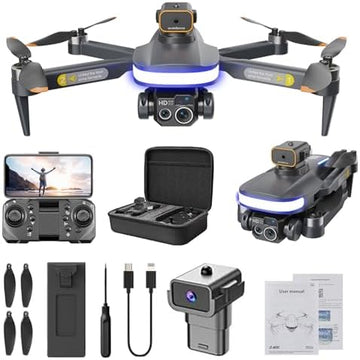 UNO1RC FPV Drone With 4K HD Dual Camera Altitude Hold Mode Foldable RC Drone Quadcopter Circle Fly, Route Fly, Altitude Hold, Headless Mode