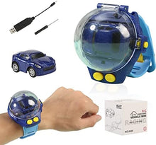 UNO1RC Watch Remote Control Car Mini Car Watch Toy,Remote Control Car Dazzle Cool Watch with Lights,2.4 GHz Racing Car Watch,Cartoon RC Car for Boys Girls (Blue)