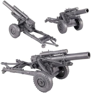 UNO1RC Classic Marx US Military HOWITZERS Silver-Gray 3pc Plastic Army Men Field Artillery
