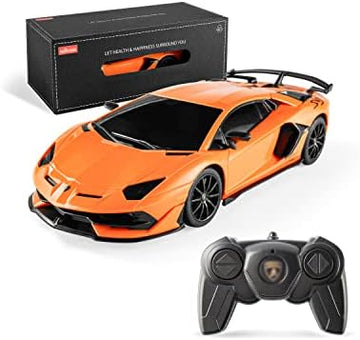 UNO1RC Remote Control Car Licensed RC Series, 1:24 Scale Remote Control Lambor Aventador SVJ Electric Sport Racing Hobby Toy Car Model Vehicle for Boys,Girls,Teens and Adults Gift (Orange)