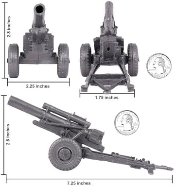 UNO1RC Classic Marx US Military HOWITZERS Silver-Gray 3pc Plastic Army Men Field Artillery