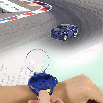 UNO1RC Watch Remote Control Car Mini Car Watch Toy,Remote Control Car Dazzle Cool Watch with Lights,2.4 GHz Racing Car Watch,Cartoon RC Car for Boys Girls (Blue)