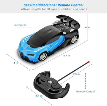 UNO1RC Remote Control Car for Kids - 1/16 Scale Electric Remote Toy Racing, with LED Lights High-Speed Hobby Toy Vehicle, RC Car Gifts for Age 3 4 5 6 7 8 9 Year Old Boys Girls (Blue)