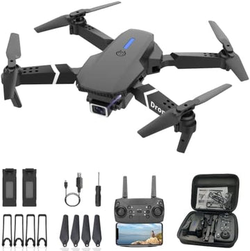 UNO1RC Drone With 1080P Camera Adults Beginners Kids, Foldable RC Quadcopter, Toys Gifts, FPV Video, 2 Batteries, Carrying Case, One Key Start, Headless Mode, Waypoints fly, 360 Degree Flips, A-Black