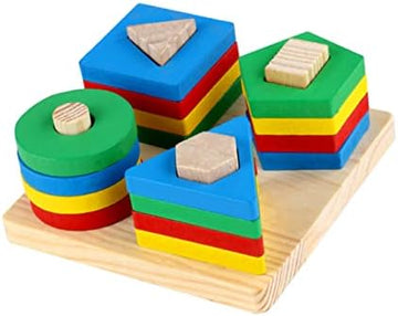 UNO1RC 1 Set Geometric Toys Baby Toy Puzzle Toys Kid Toy Kids playset Babies Toys Baby Educational Toys Baby Building Blocks Toys for Infants Kids Toys Wooden Column Intelligent Child