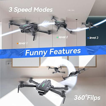 UNO1RC Drone with Camera, D70 Drones with Camera for Adults 720P HD, RC Quadcopter for Beginners with 2 Batteries, Kids Toy Easy to Play, Auto Hover, Voice Control, APP Control, 3D Flips