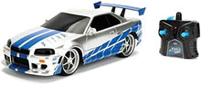 UNO1RC Toys Fast & Furious Brian's Nissan Skyline GT-R (Bnr34)- Ready to Run R/C Radio Control Toy Vehicle, 1: 16 Scale, Silver and Blue, (99370)