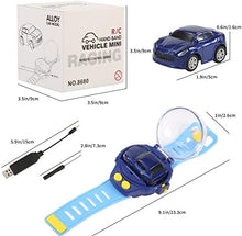 UNO1RC Watch Remote Control Car Mini Car Watch Toy,Remote Control Car Dazzle Cool Watch with Lights,2.4 GHz Racing Car Watch,Cartoon RC Car for Boys Girls (Blue)