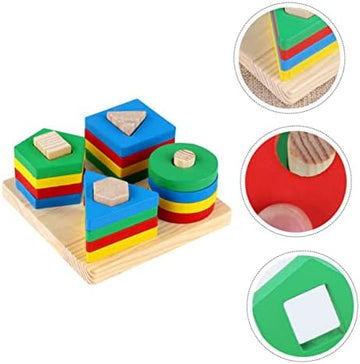 UNO1RC 1 Set Geometric Toys Baby Toy Puzzle Toys Kid Toy Kids playset Babies Toys Baby Educational Toys Baby Building Blocks Toys for Infants Kids Toys Wooden Column Intelligent Child
