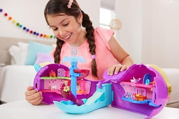 UNO1RC Pocket Sparkle Cove Adventure Dolls & Toy Boat Playset, Narwhal Adventurer with 2 Micro Dolls, 3 Dissolvable Pearls & 13 Accessories