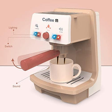 UNO1RC Kids Coffee Maker Toy Espresso Machine Playset - Toddler Play Kitchen Accessories Gift for Girls and Boys
