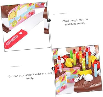 UNO1RC 74 pcs Simulation Birthday Cake kidcraft playset Kids playset Childrens Toys Toy for Kids Cake kit Food Fruits Cake Cut Cake Toy Simulation Cake Kids Cake Cutting DIY Toy self Made