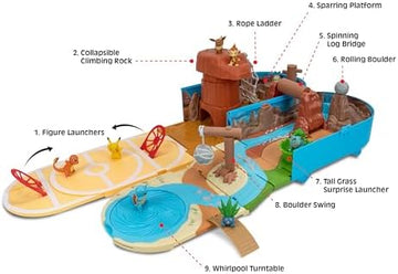 UNO1RC Carry CASE Battle Desert PLAYSET - Portable Transforming Playset with Action Features and 2-inch Pikachu Battle Figure