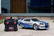 UNO1RC Toys Fast & Furious Brian's Nissan Skyline GT-R (Bnr34)- Ready to Run R/C Radio Control Toy Vehicle, 1: 16 Scale, Silver and Blue, (99370)