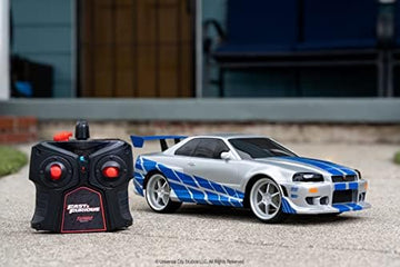 UNO1RC Toys Fast & Furious Brian's Nissan Skyline GT-R (Bnr34)- Ready to Run R/C Radio Control Toy Vehicle, 1: 16 Scale, Silver and Blue, (99370)