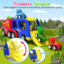 Toys For Boys Girls, 5 In 1 Toy Trucks For Boys With 4 Dinosaur Toy Cars For Toddlers Friction Powered Kids Boy Toys Dinosaur Truck Toys Gifts With Flashing Light & Sound