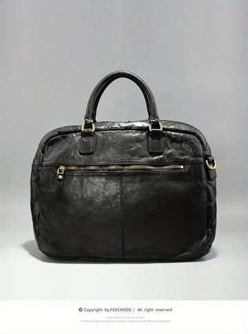 Premium Genuine Leather Men's Briefcase - American Retro Business Casual Bag for the Modern Man