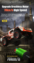 70Km/H High Speed All-terrain Off-road Drift Large Truck, Waterproof Design, Provide 25+Min Playtime, Brushless Powerful Motor, 2 Extra Removable Wear-resistant Spare Tires, Gifts For Boys And Girls